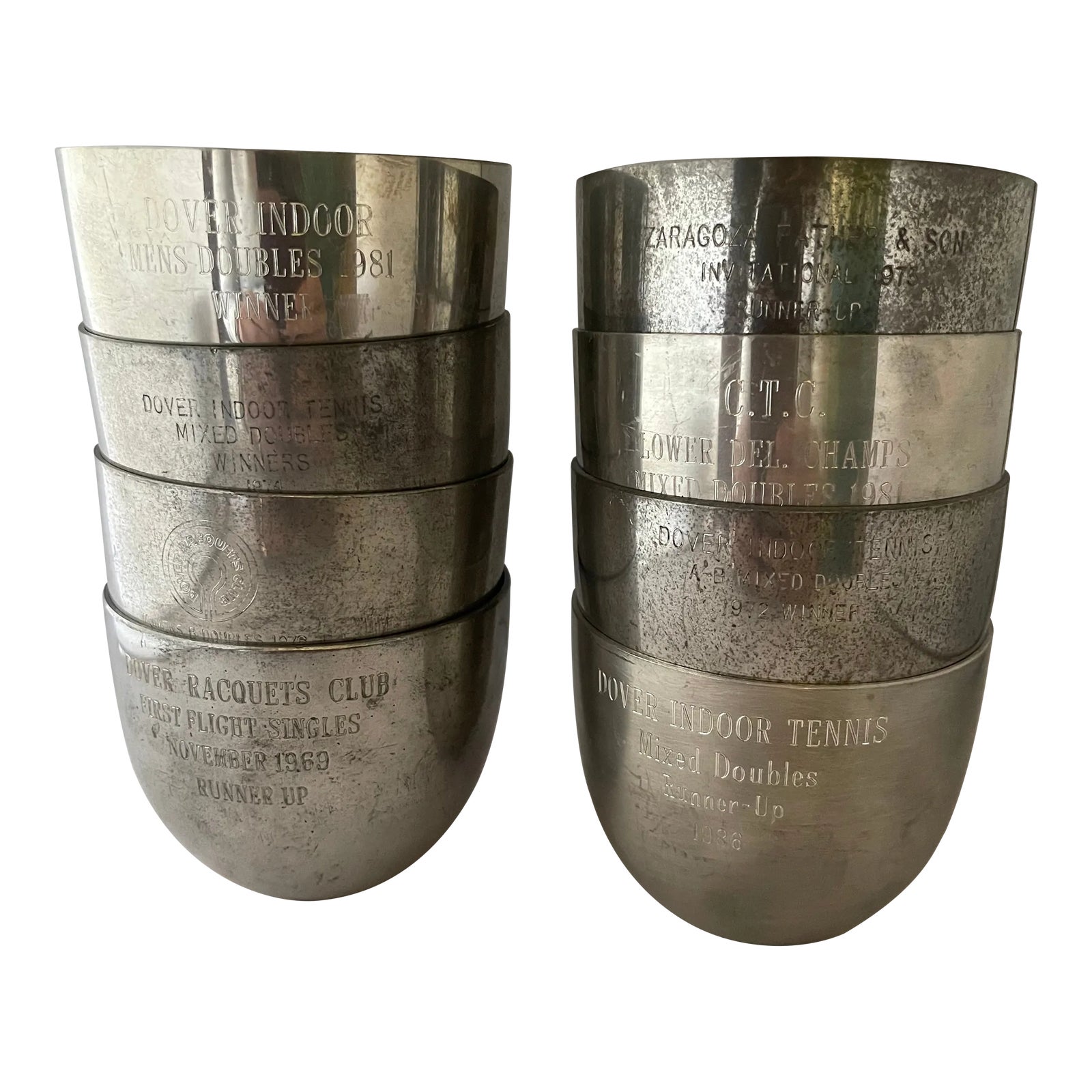 ナショナルバーテンダー認定バッチ 1960s Vintage Stieff Pewter Tennis Award Jefferson Round Cups