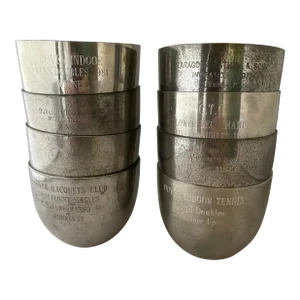 1960s Vintage Stieff Pewter Tennis Award Jefferson Round Cups - Set of 8