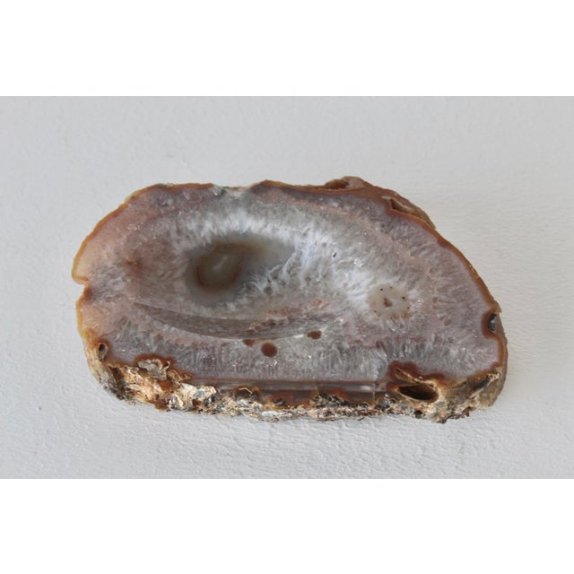 Vintage Mid Century Polished Brown White Agate Ashtray Candy Dish Cashpot For Sale In Miami - Image 6 of 15