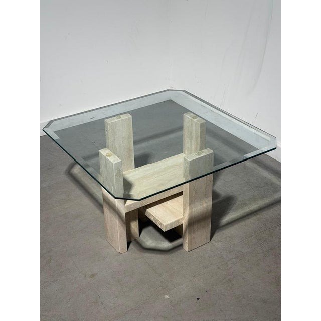 Travertine and Glass Coffee Table by Willy Ballez For Sale - Image 10 of 10