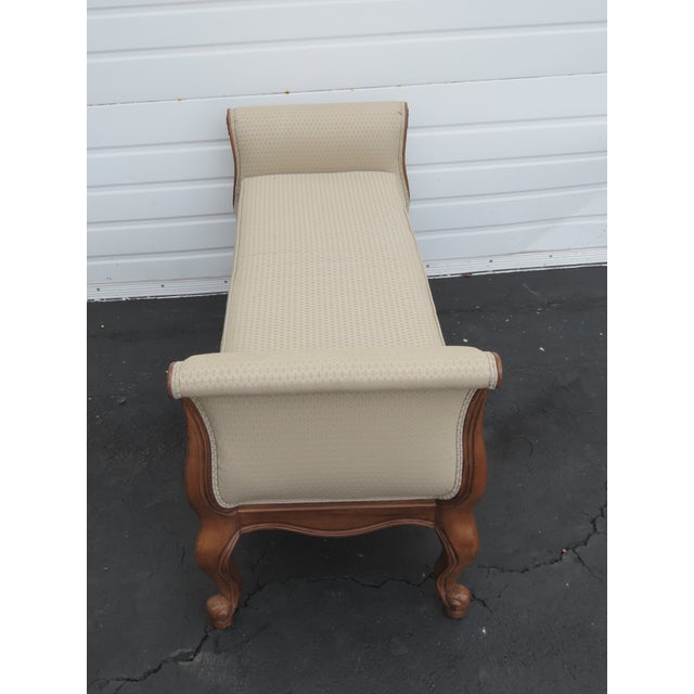 Ethan Allen Ethan Allen French Carved Long Upholstered Bench Stool 6440 For Sale - Image 4 of 14