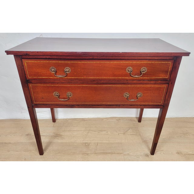 Vintage Edwardian Style Inlaid Chest of 2 Drawers, 1940s For Sale - Image 13 of 18