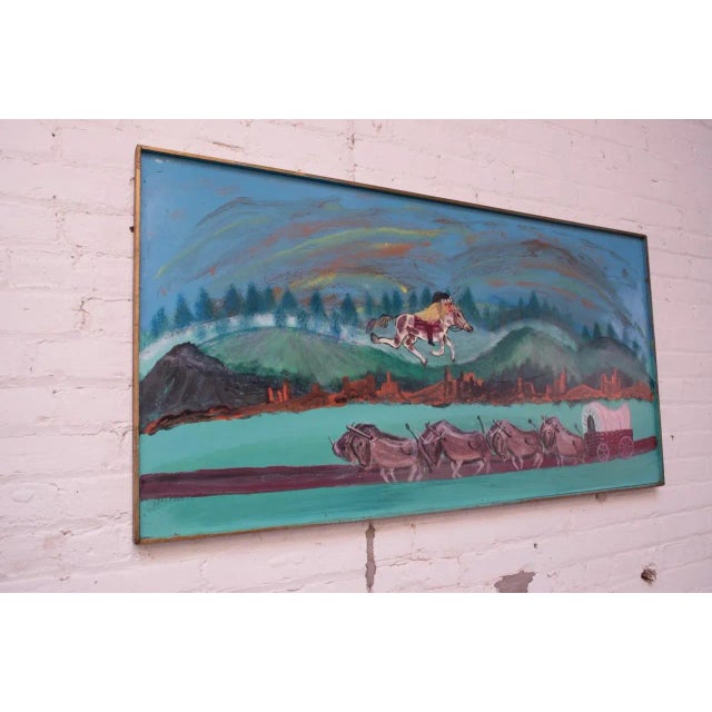 Oil on panel by acclaimed outsider artist, Bruno Del Favero (b. Italy 1910, d. USA 1995), circa 1970. Fine example...