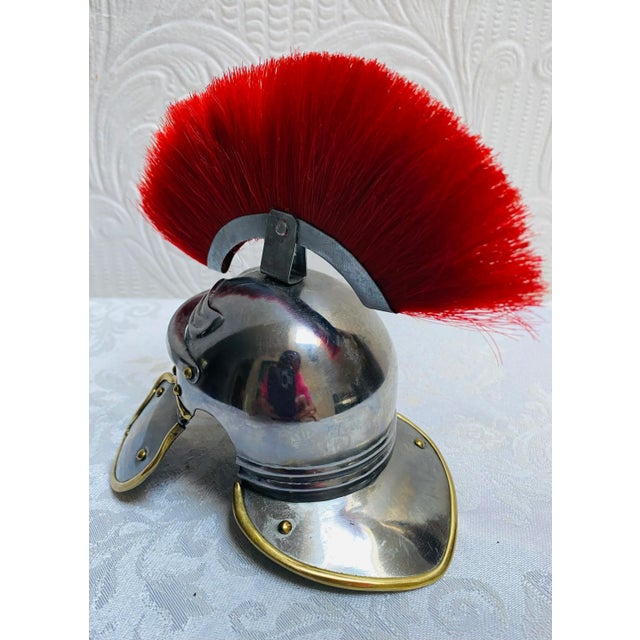 Metal Antique 1900s Miniature Roman Helmet Galea Paperweight For Sale - Image 7 of 12