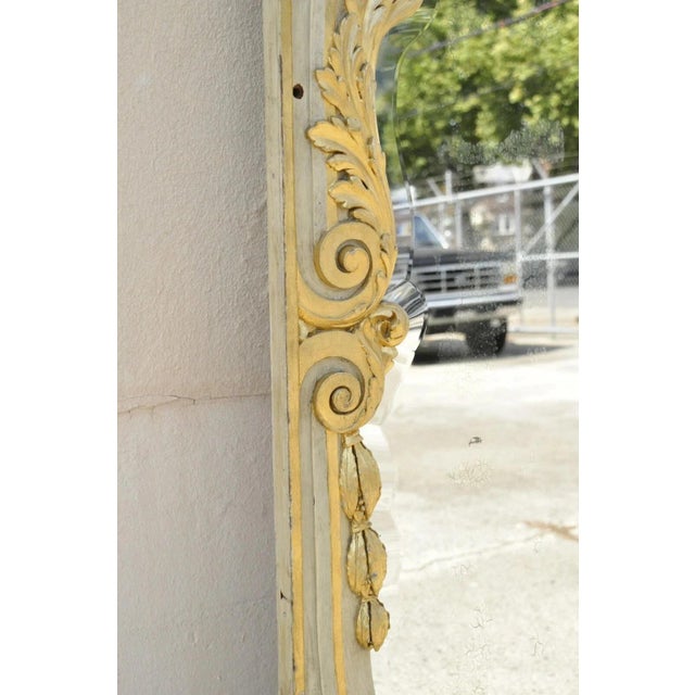 Cream Antique French Rococo Louis XV Style 85" Gold Gilt Cream Painted Trumeau Mirror For Sale - Image 8 of 12