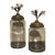 Glass Canisters With Gold and White Porcelain Flowers - Set of 2 For Sale
