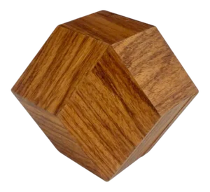 Ten Sided Polyhedral Wood Puzzle Box Sculpture