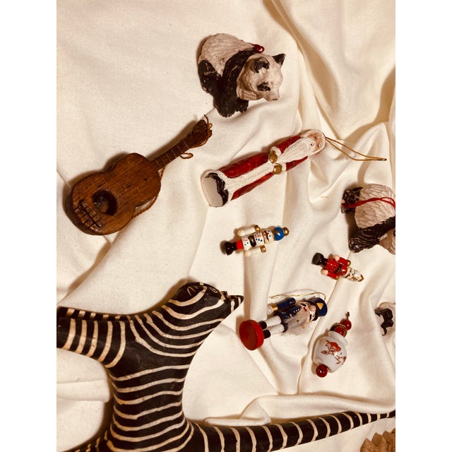 Wood Vintage Collection of Holiday Christmas Ornaments & Decorations For Sale - Image 7 of 9