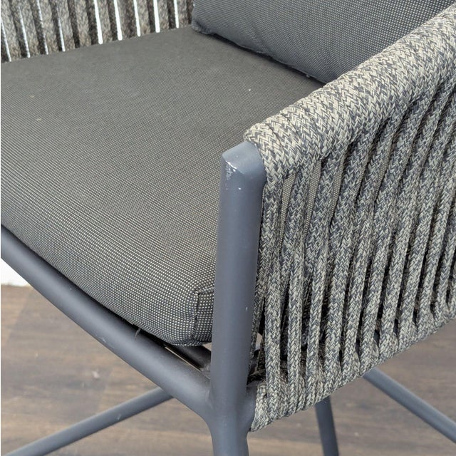 Four Hands Porto Charcoal and Bronze Performance Fabric Outdoor Bar Stool, Attributed For Sale In San Francisco - Image 6 of 6