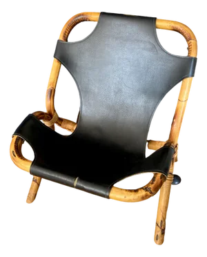 Bamboo and Leather Slung Armchair, 1960s
