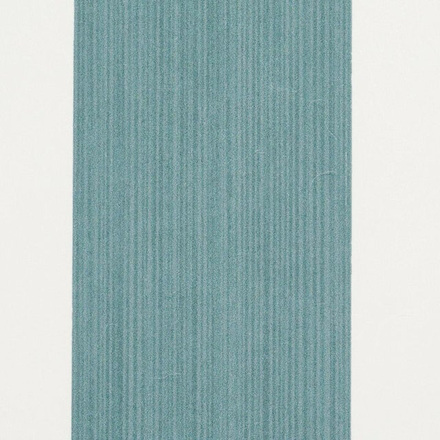 Transitional SAMPLE - Schumacher Edwin Stripe Wide Wallpaper In Teal For Sale - Image 3 of 4