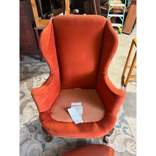 Vintage Georgian Style Wingback Armchair by Sherrill Furniture For Sale - Image 11 of 18
