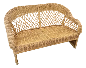 Vintage Boho Chic Woven Wicker Love Seat
