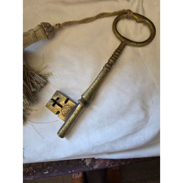 Oversized Brass Key With Tassel For Sale - Image 4 of 7