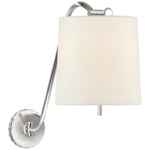 Barbara Barry For Visual Comfort Signature Understudy Sconce In Polished Nickel With Linen Shade