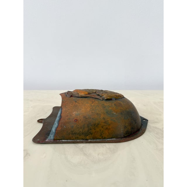 English Vintage Embossed Copper Gladiator Wall Pocket For Sale - Image 3 of 6