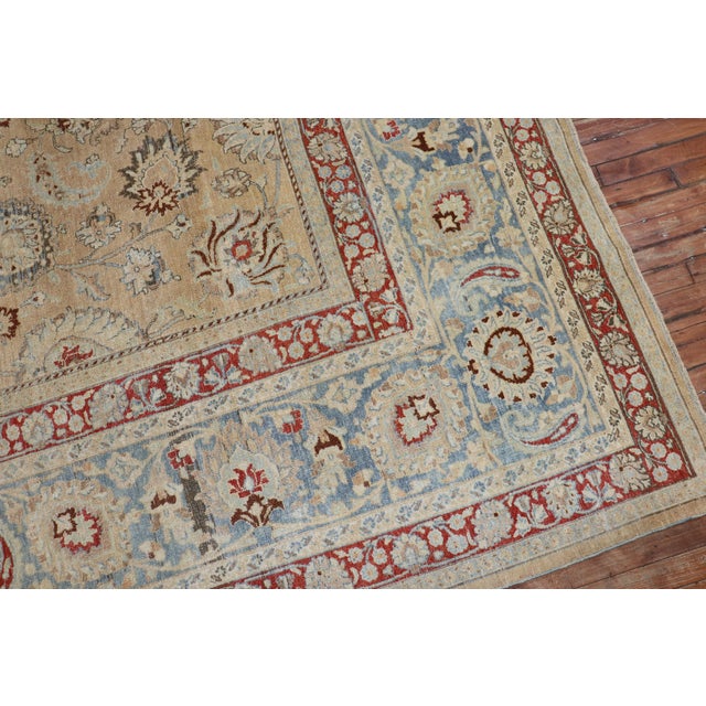 Traditional Khaki Icy Blue Rust Antique Persian Meshed Rug, 20th Century For Sale - Image 4 of 6