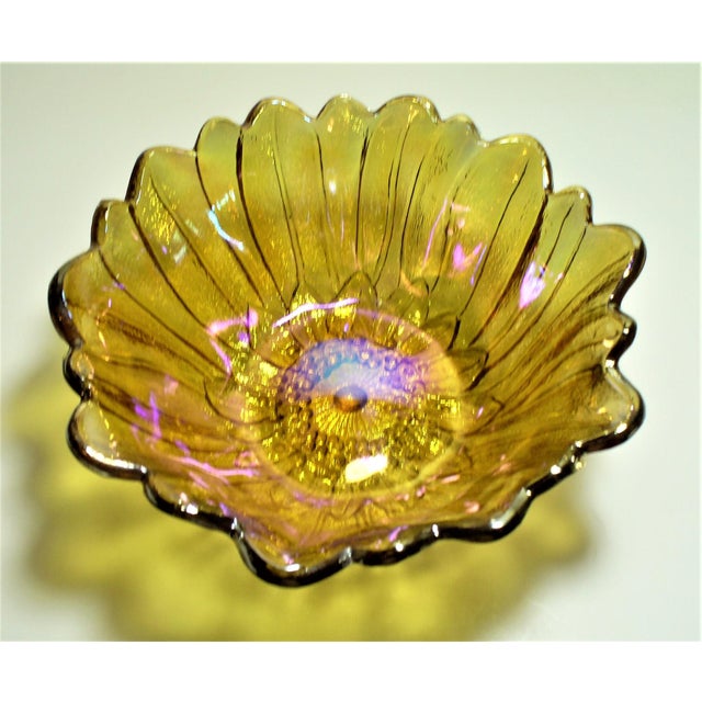 Vintage Indiana Glass Carnival Floral Glass Bowl | Chairish