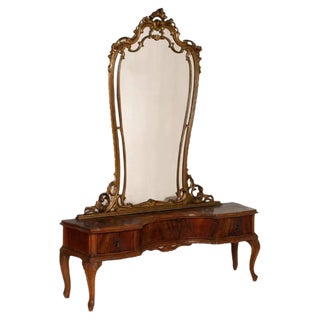 Venetian Hand-Carved Walnut Dressing Table, 1930s For Sale