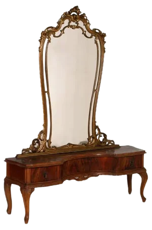 Venetian Hand-Carved Walnut Dressing Table, 1930s