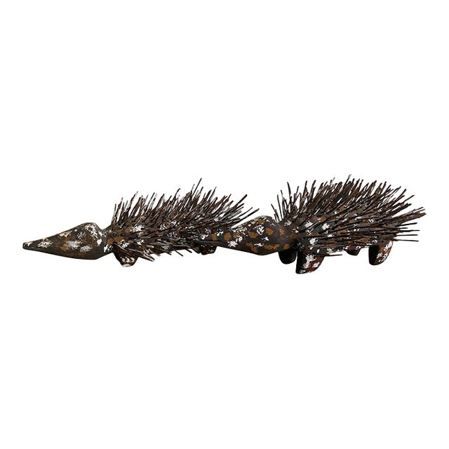 Pair of Australian Aboriginal Wood Sculpture Echidna For Sale