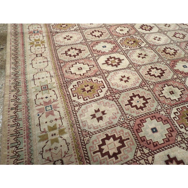 Tribal Mid-20th Century Turkish Oushak Tribal Turkoman Inspired Room Size Carpet For Sale - Image 3 of 8