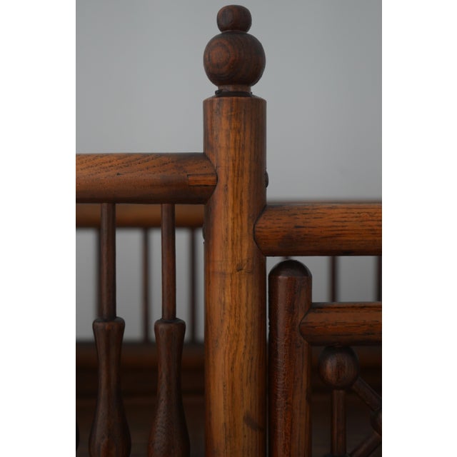 Antique Victorian Stick & Ball Oak Curio Cabinet For Sale - Image 9 of 17