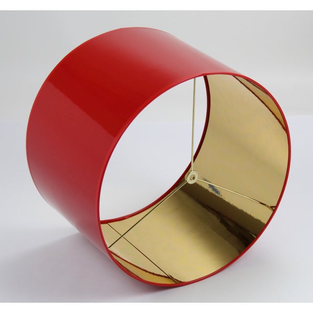Large High Gloss Red Drum Lamp Shade With Gold Lining Chairish