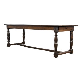 19th Century Country French Farmhouse Oak Trestle Dining Table For Sale