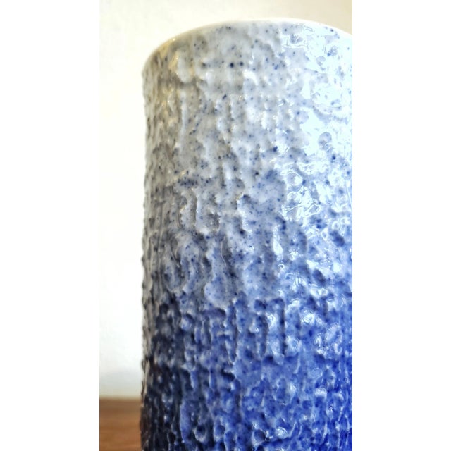 Hutscheneruther Textured Blue and White Hutschenreuther Cylinder Vase For Sale - Image 4 of 7