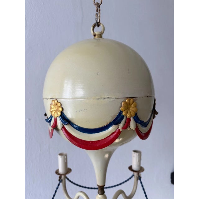 1950s Mid-Century French Flag Tole Hot Air Balloon Chandelier, Circa 1950 For Sale - Image 5 of 9