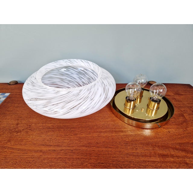 Ceiling Light in Brass and White Murano Glass, Hillebrand Lightning, 1970s from Hillebrand Lighting For Sale - Image 15 of 18
