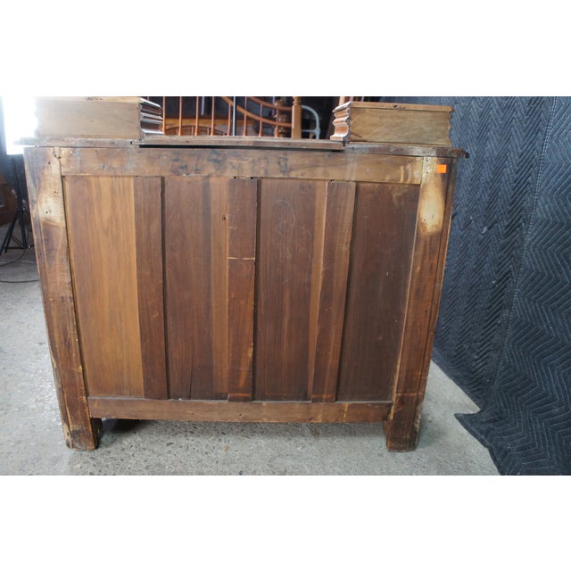 Antique Victorian Eastlake Walnut Marble Top Gentlemans Dresser Glove Box Mirror For Sale - Image 13 of 13