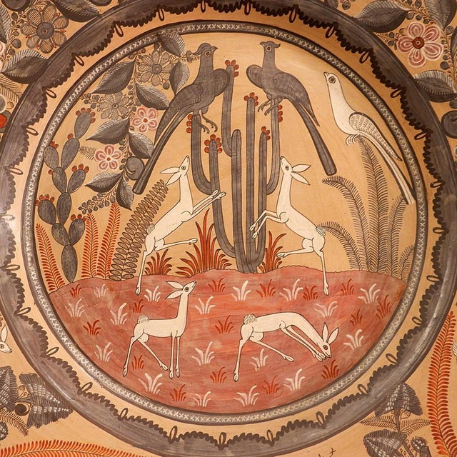 Ceramic Vintage Mexican Hand Painted Terracotta Wall Plate by Amado Galvan, 1970s For Sale - Image 7 of 10