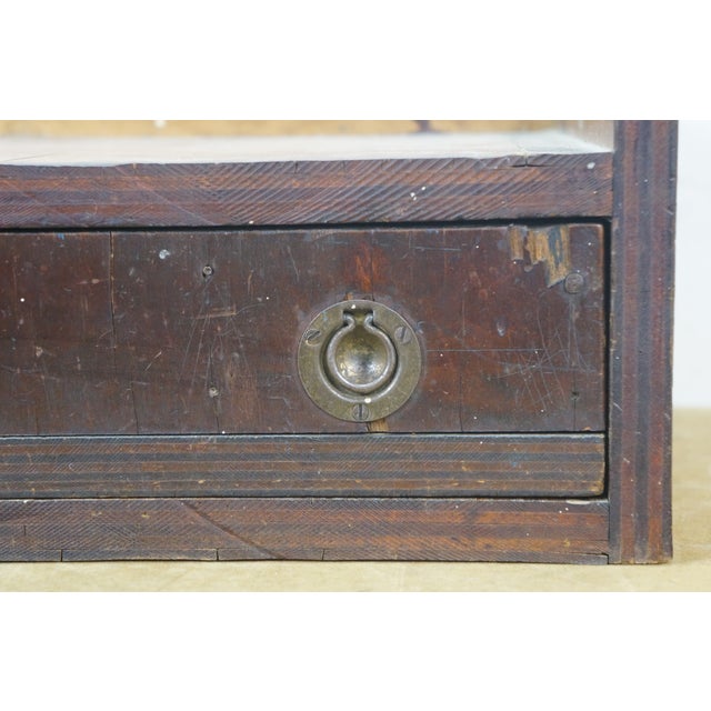 Antique Wooden Desk Drawer W Gallery Top & Brass Hardware 22" For Sale - Image 6 of 17