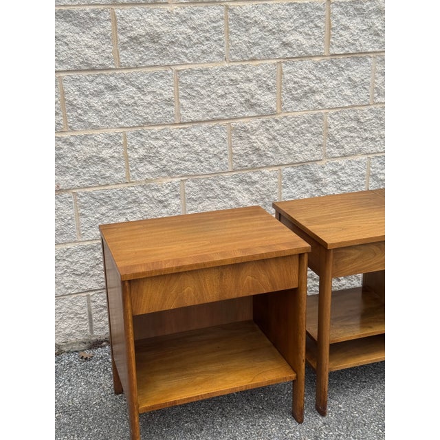 Pair of Mid-Century Modern John Widdicomb Walnut Nightstands For Sale - Image 11 of 11
