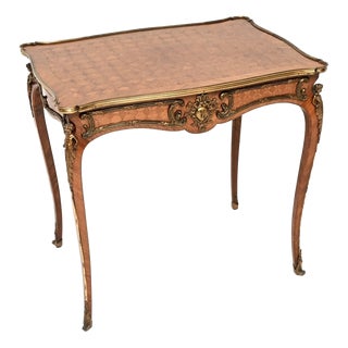 Antique French Inlaid Bureau Plat Desk, 1890 For Sale