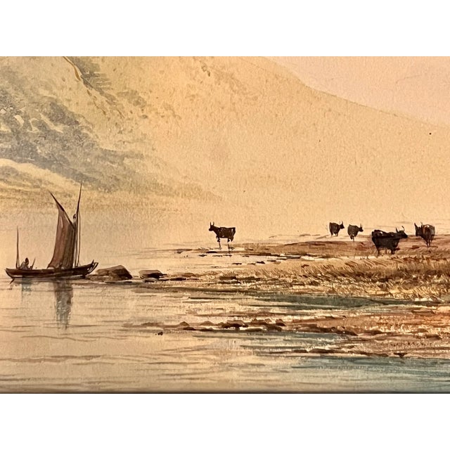 Original Signed Vintage 1950's Watercolor Landscape Painting For Sale - Image 4 of 4