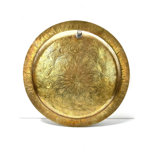 Vintage Etched Brass Tray – Tabletop Entertaining Decor – Boho Chic For Sale In Louisville - Image 6 of 7