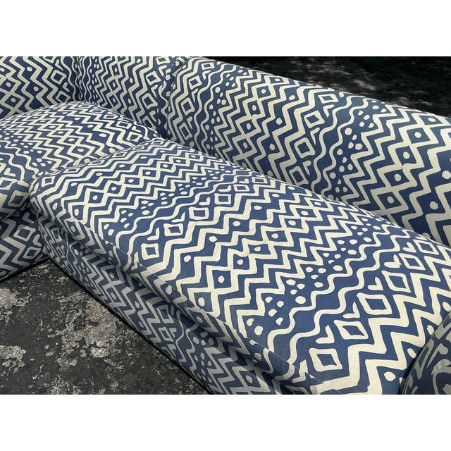 Late 20th Century Vintage Boho Custom Sectional Sofa in Quadrille “Deauville” Printed Cotton For Sale - Image 5 of 12