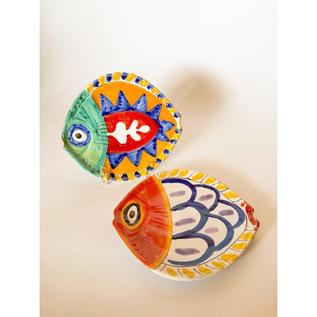 Vintage Whimsical Italian DeSimone Terra Cotta Fish Plates - a Pair For Sale - Image 10 of 10