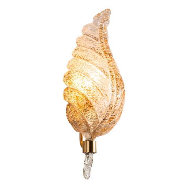 Frosted Glass Leaf Wall Lamp from Hillebrand Leuchten, Germany, 1970s For Sale