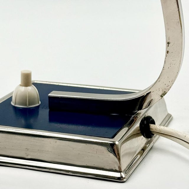 Blue and Chrome Desk Lamp with Slotted Shade, Italy, 1970s For Sale - Image 15 of 16