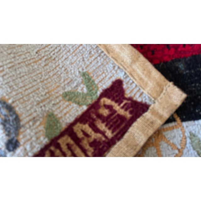 Textile Antique Textile Pictorial Horse Cart Folk Art, Handmade, Rare C1910 Americana For Sale - Image 7 of 18