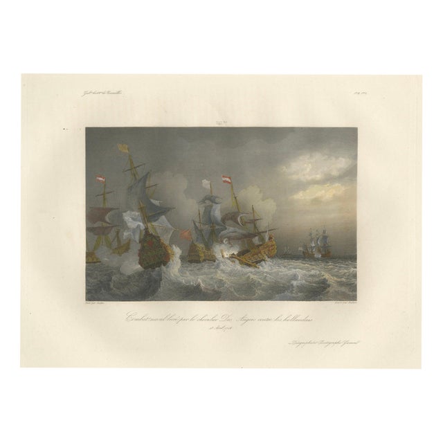 After Baron Théodore Gudin, Chevalier Des Augers Fighting the Dutch, 1840, Engraving For Sale