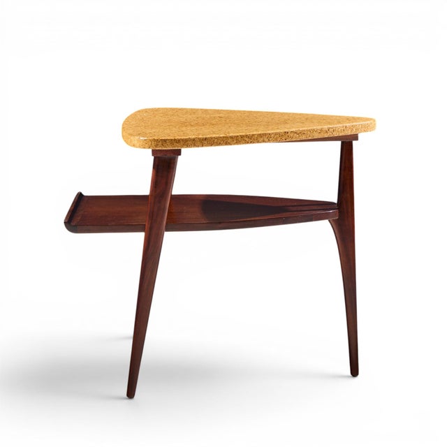 Brown Paul Frankl for Johnson Furniture Mid Century Cork and Mahogany Side End Table For Sale - Image 8 of 9