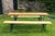 German beer garden wood folding table with two wood folding benches. Sturdy and well made wood surfaces and metal folding...