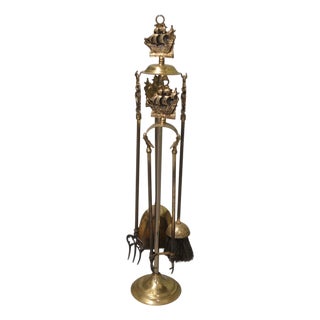 Brass Fireside Companions, 1930s, Set of 5 For Sale
