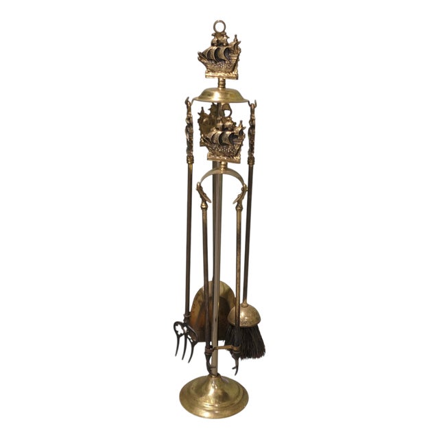 Brass Fireside Companions, 1930s, Set of 5 For Sale