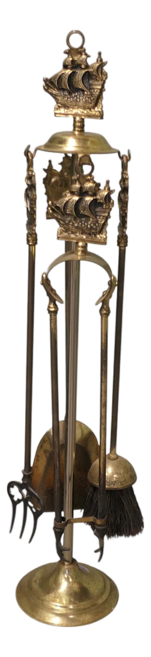 Brass Fireside Companions, 1930s, Set of 5